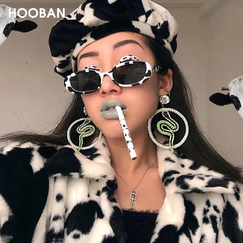 

Солнцезащитные очки женские HOOBAN, классические, Овальные, цвета коровы, UV400