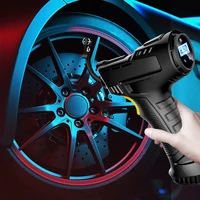 protable handheld mini lighting flashlight 12v vehicle tire inflation air pump lcd display preset pressure value