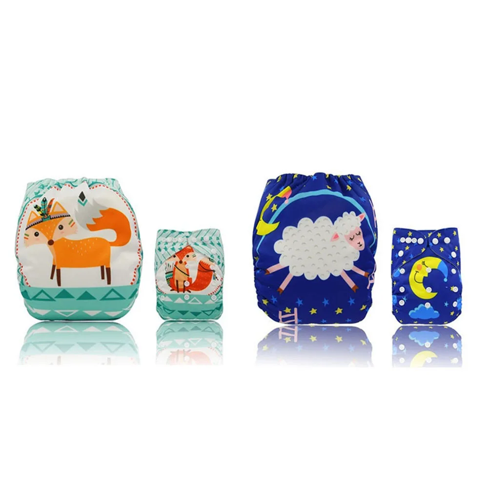2 вида милых детских подгузников многоразовые моющиеся подгузники с рисунком