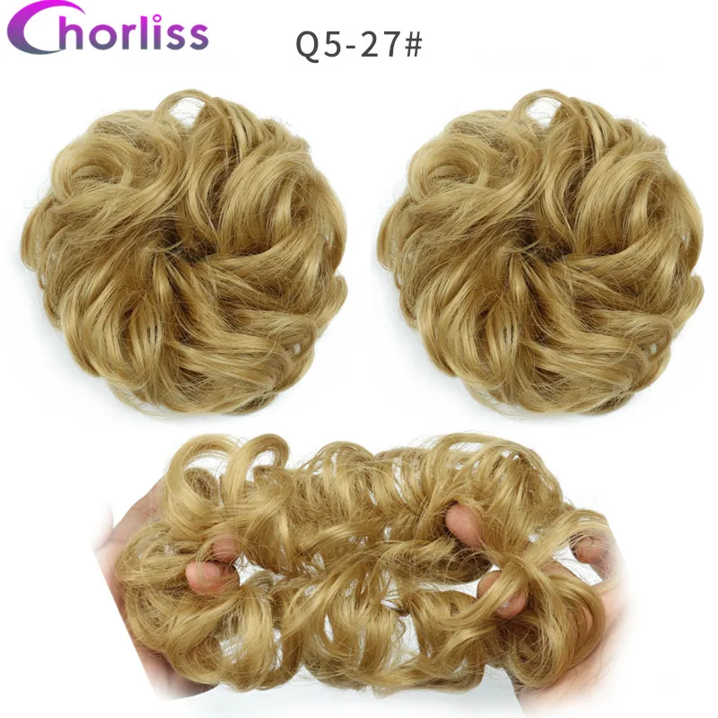 Синтетические кудрявые резинки для волос шиньон для женщин Chorliss Hair wrap Rope головной убор натуральный блонд коричневый поддельные волосы булочки аксессуары - Цвет: 27