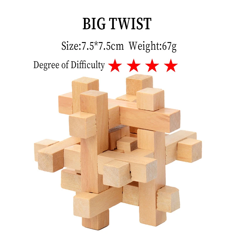 

IQ Brain Teaser Kong Ming Lock Lu Ban Lock 3D Wooden Interlocking Burr Puzzles Game Toy For Adults Kids