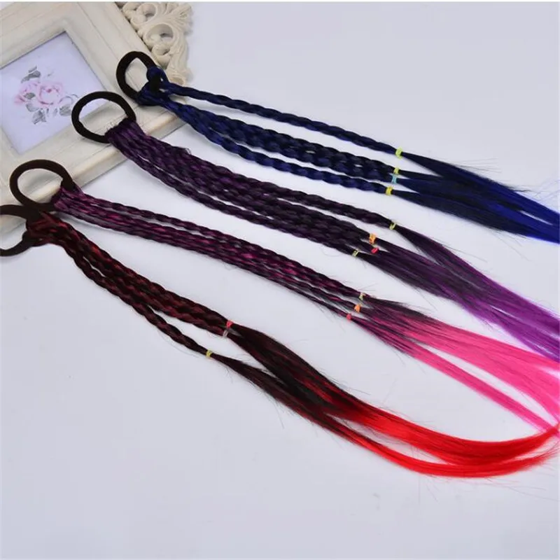

New Girls Colorful Wigs Ponytail Hair Ornament Headbands Rubber Bands Beauty Hair Bands Headwear Kids Hair Accessories Head Band