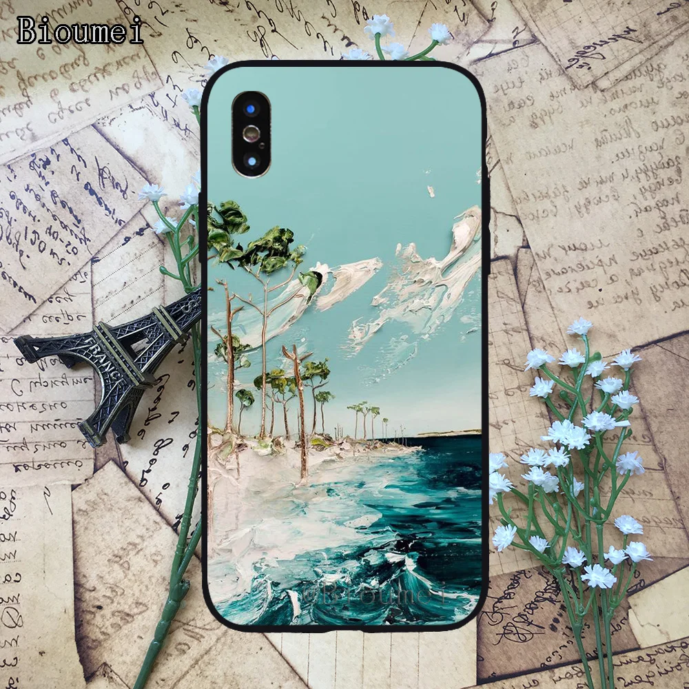 Bioumei современный художественный картина маслом мягкий ТПУ чехол для Iphone 11 Pro Max XR X
