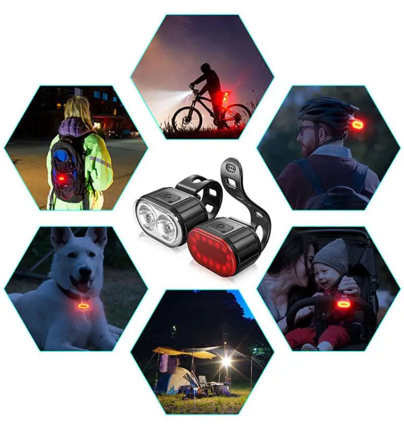 

Q3-Front Lighthouse LED For Mountain Bike Rechargeable Back Light With USB Bike Lights Cycling Accessories