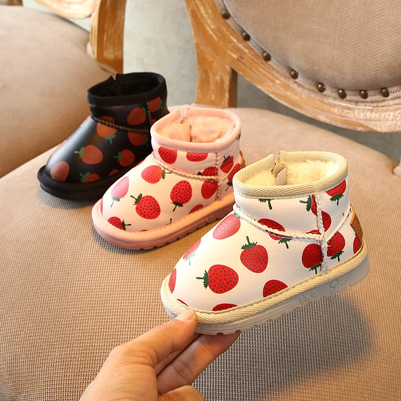 Новинка зимние сапоги для малышей Теплые ботильоны маленьких девочек детская