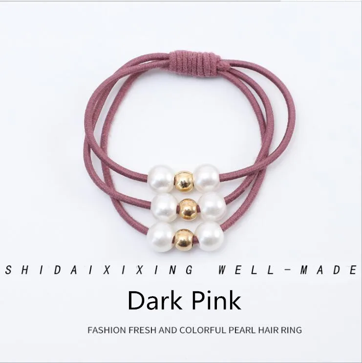 Dark Pink 2Pcs 2 шт., женские резинки для волос, аксессуары для волос, резинка для волос, эластичные резинки для волос с жемчугом, резинки для волос, головные уборы, аксессуары для волос - Цвет: Dark Pink 2Pcs
