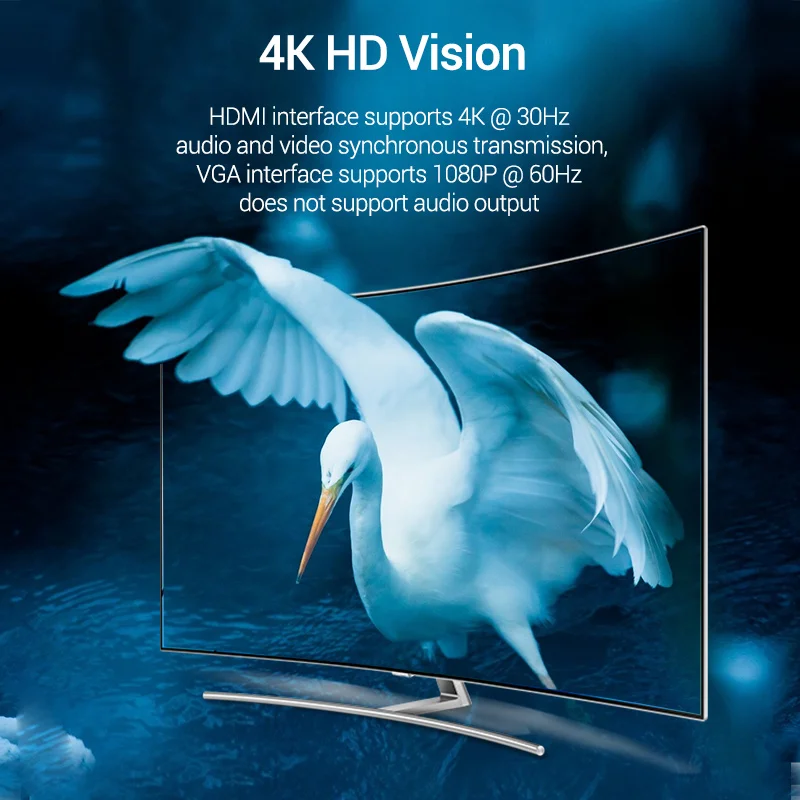 Адаптер Vention HDMI Spliiter в VGA 4 1 4K 3 5 мм Micro USB для HDTV PS4 | Электроника