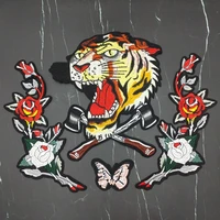 domineering axe tiger butterfly pair flower embroidery animal patch fashion ironing on clothing jacket t shirt pants applique