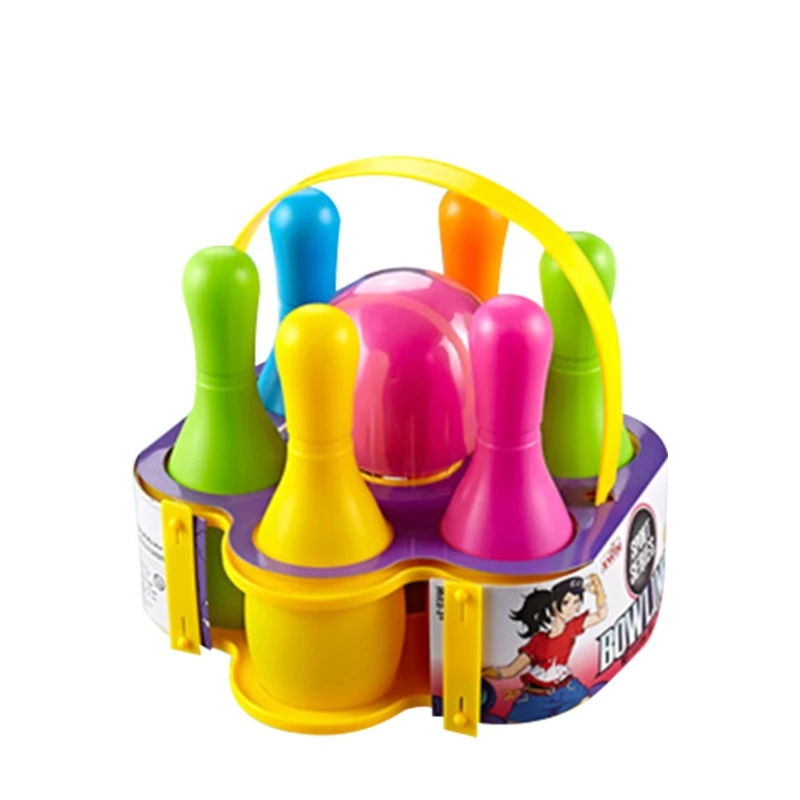 

6 штифтов 1 с изящными бубонами для спортивные игрушечный шар для боулинга красочный набор для детей Крытый игровой N7ME