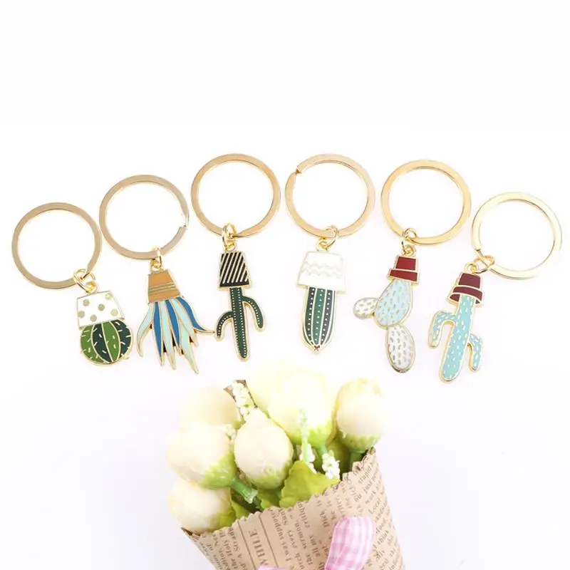 Новый брелок женские милые брелоки кактус золотой для хорошего друга