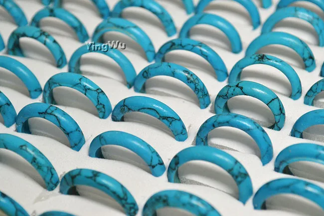 

Yingwu Vintage Antique Natural Stone Ring Fashion Jewelry Blue Turquoises Finger Rings For Women Wedding Anniversary Rings 50pcs