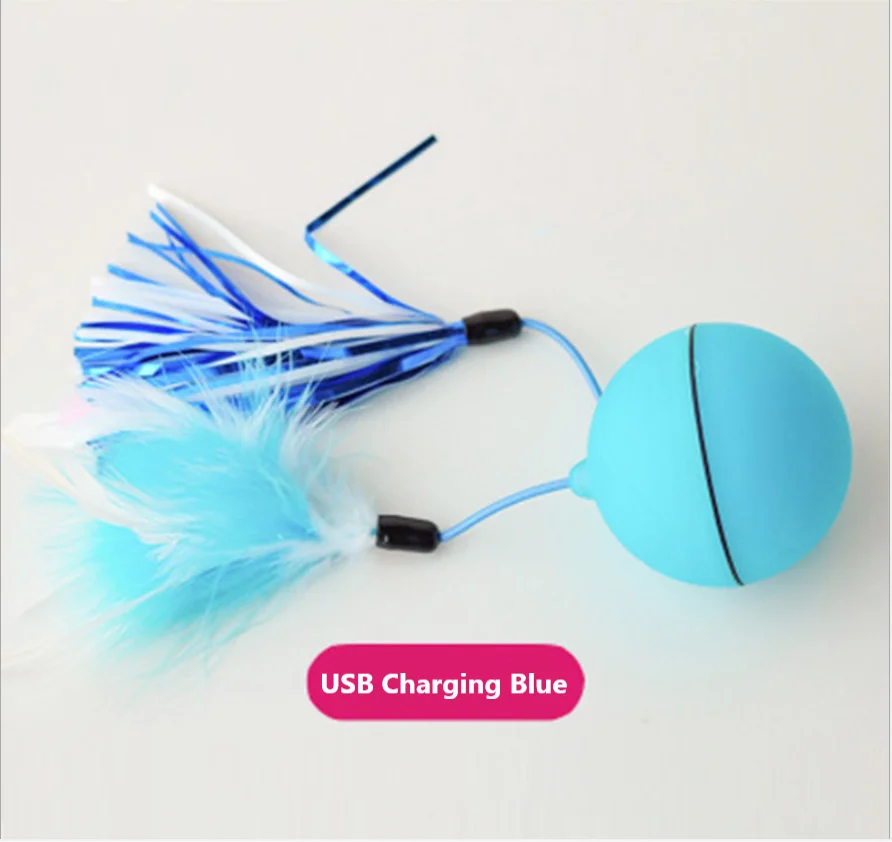 USB Blue Нечестивый мяч прыжок мяч для питомцев светодиодный прокатки флэш эластичный шар Автоматический Ролик шар Светодиодная USB зарядка Мяч Собаки Кошки забавные игрушки для животных - Цвет: USB Blue