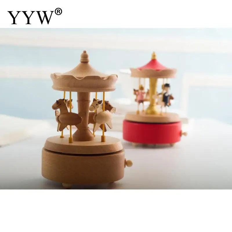 

Merry-Go-Round Wooden Music Box European Handmade Beech Music Box Creative Decoration For Home Or Gift Wooden Music Box