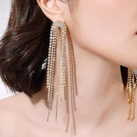 arlie fashion long tassel shiny crystal drop earrings for women geometric full rhinestone dangle earrings statement jewelry gift