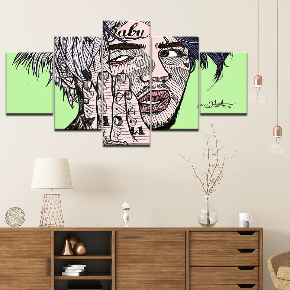Печать Топ рейтинг холст картины 5 шт. знаменитостей Lil Peep мультфильм современный