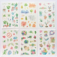 6 sheetset green plant stickers forest tree garden potting flower sticker diy ins style decoration for album notebook a6410