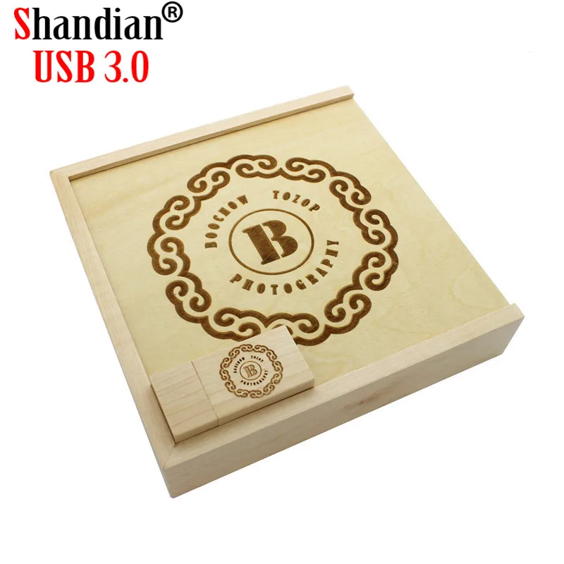 Флэш-накопитель флеш-диск USB 2 0 фотографий деревянная коробка 4/8/16/32/64/128 ГБ