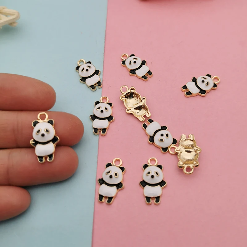 

10PCS Cute Enamel Panda Earring Pendant Charms DIY Jewelry Findings Kawaii Necklace Bracelet Dangle Drop Earring Small Accessory