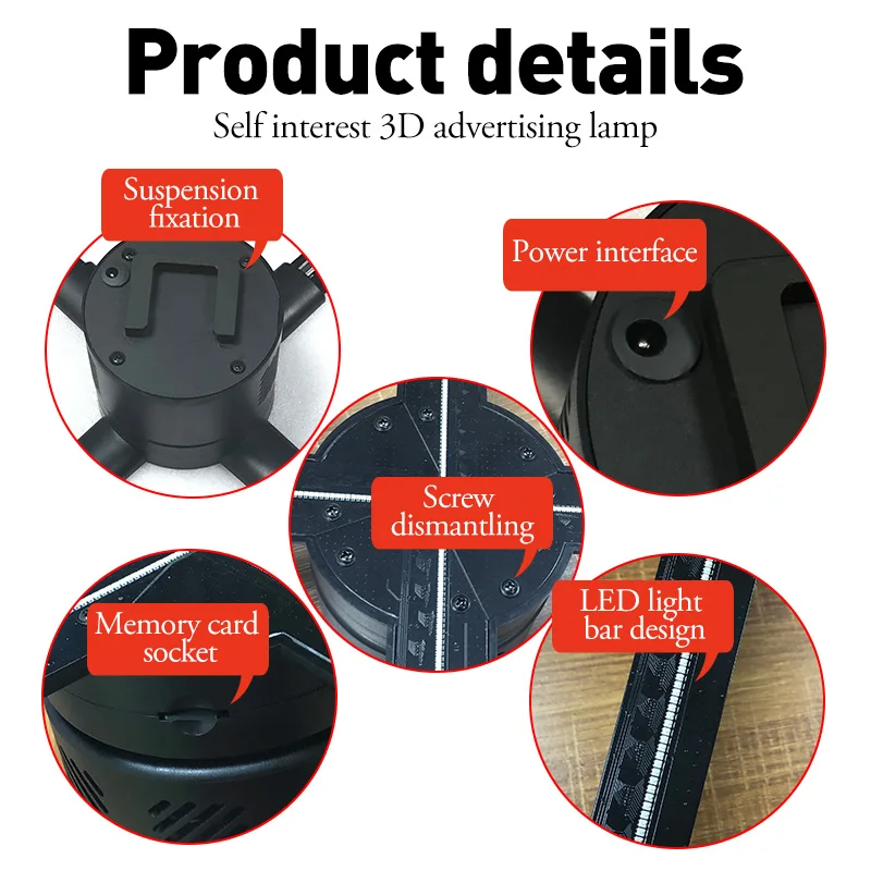 Светодиодный вентилятор диаметром 60 см четыре лопасти высокое изображение 3d