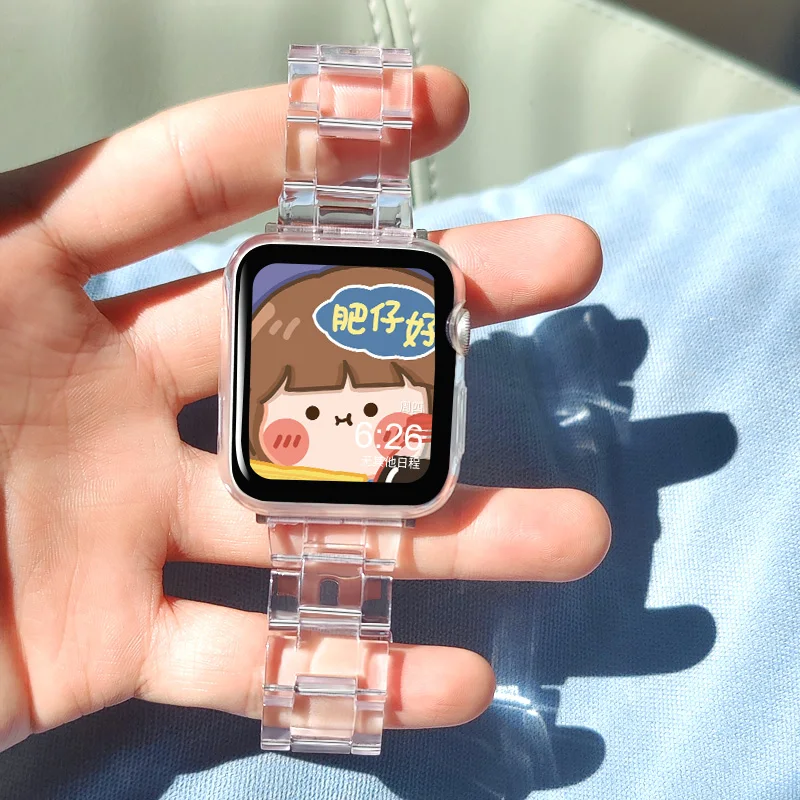 

Transparent Strap for Apple Watch band 40mm 44mm iWatch band 38mm 42mm Belt Resin Bracelet Apple watch series 5 4 3 38 42 44 mm