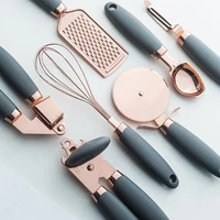 7pc rose gold garlic press pizza cutter kitchen gadget set can opener potato cooking high end kitchenware kitchen accessories
