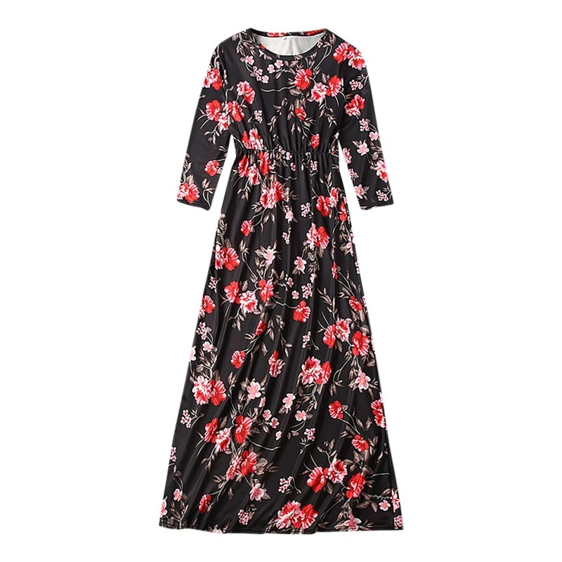 Платье для родителей и ребенка Одежда мамы дочки Платья с цветочным принтом