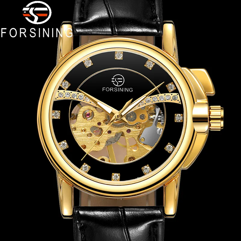 FORSINING женские наручные часы классические Топ бренд роскошные золотые ручные