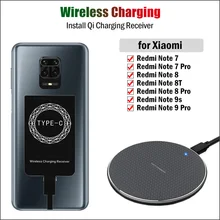 Qi Wireless Charging Receiver for Xiaomi Redmi Note 7 8 8T 9S 9 Pro Phone Wireless Charger USB Type-C Charging Adapter Gift Case