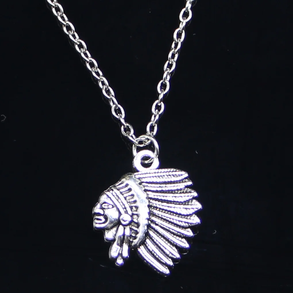 20 шт. новинка модное ожерелье 21x18 мм индийская голова вождя серебряные подвески