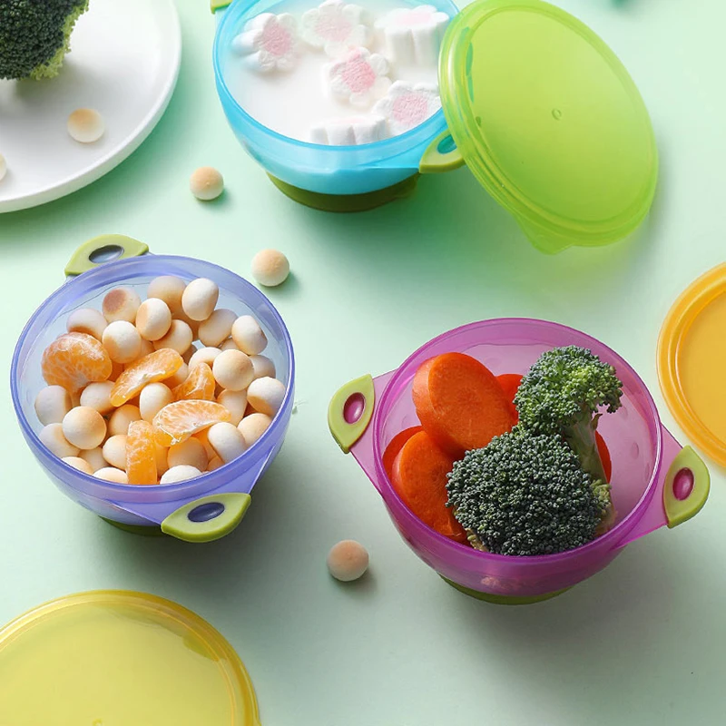 Детская миска на присоске детская посуда столовая с крышкой для кормления