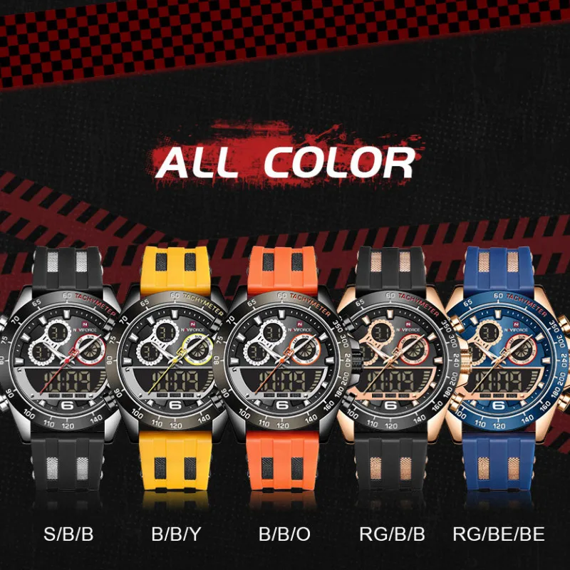 

NAVIFORCE Business Brand Luxury Whatches For men Military Sport Warterproof Man watch Dual Disply Male Clock Relogio Masculino