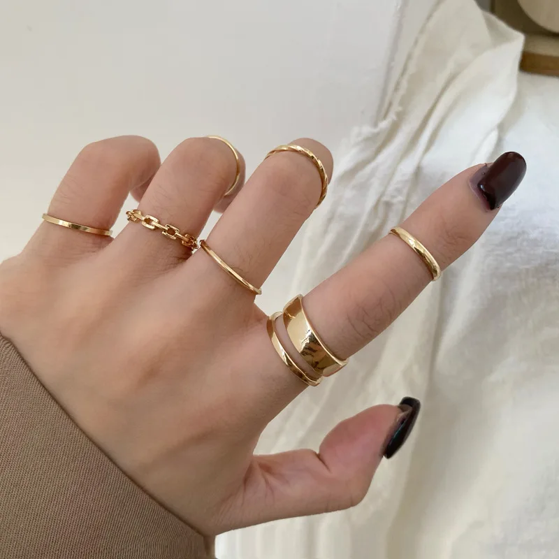 

Personality hip-hop style ring creative seven-piece joint ring ring simple trendy fashion tail ring