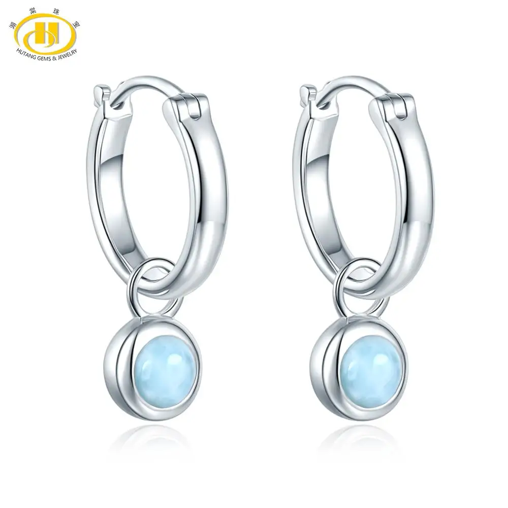 Hutang Larimar женские клипсы Твердые 925 пробы серебро натуральный синий драгоценный камень ювелирные изделия винтажные дизайн для подарка