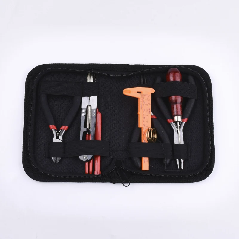 set with bag DIY Ювелирные наборы инструментов плоскогубцы ножницы Бисероплетение пинцеты булавки латунные кольца крючком крюковые иглы рулетка штангенциркуль - Цвет: set with bag