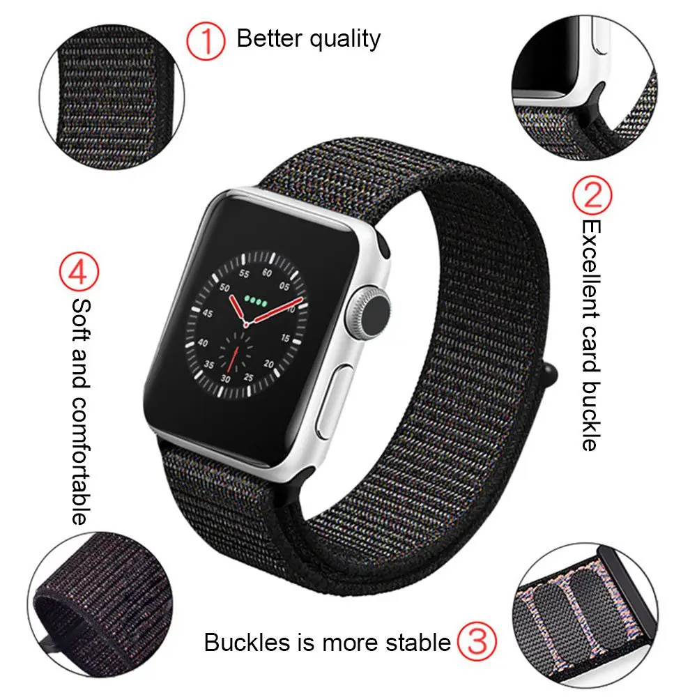KISSCASE ремешок для Apple Watch Series 4 1 2 38 мм 42 нейлон мягкий дышащий сменный Спортивная