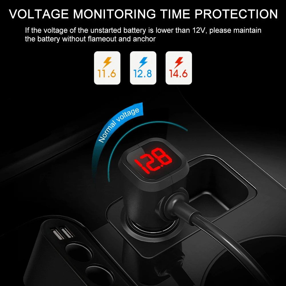 Автомобильный Разветвитель для прикуривателя 12-24 В адаптер питания с двумя