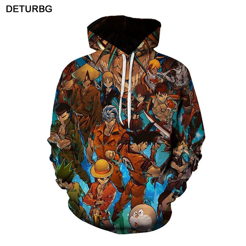 Человек японский мультфильм Аниме толстовки мужские 3D Толстовка Harajuku спортивный