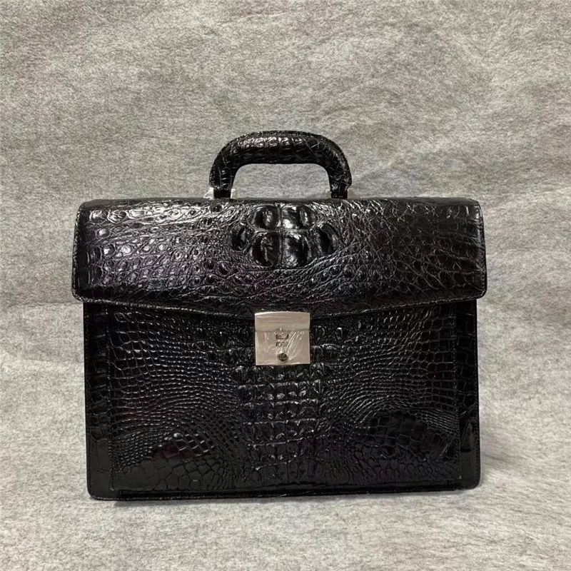 

Authentic True Alligator Skin Businessmen Passcode Briefcase Top-handle Bag Genuine Crocodile Leather Male Large Working Handbag