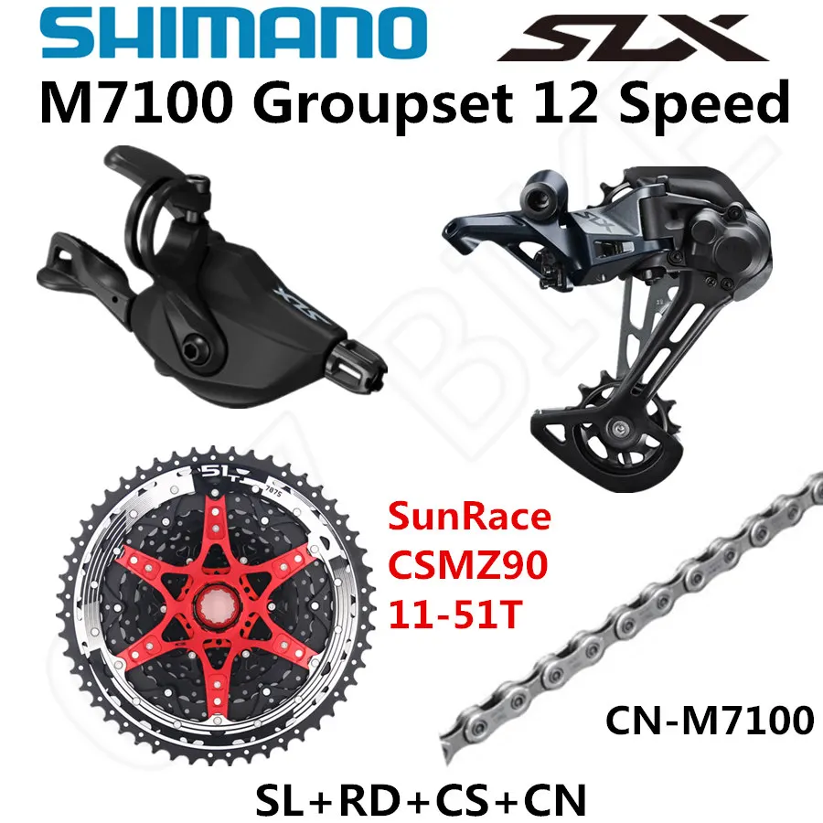 z90 B 51T CN-M7100 SHIMANO DEORE SLX M7100 комплект горного велосипеда MTB 1x12-Speed 51T SL+ RD+ CSMZ90+ X12 M7100 переключатель заднего хода - Цвет: z90 B 51T CN-M7100