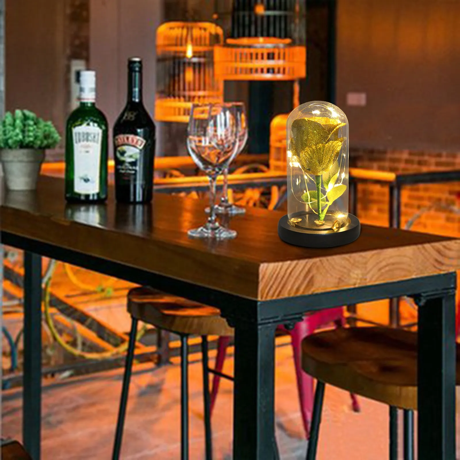 

LED Light Beauty And Preserved Valentines Day Gift Exclusive Rose In Glass Dome With Lights Eternal Real Rose Mother's Day Gift