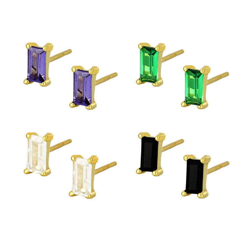 

Geometric Square Crown Stud Earrings for Women 925 Silver Ear Needle Crystal Earrings for Girls Women Exquisite Jewelry Gifts