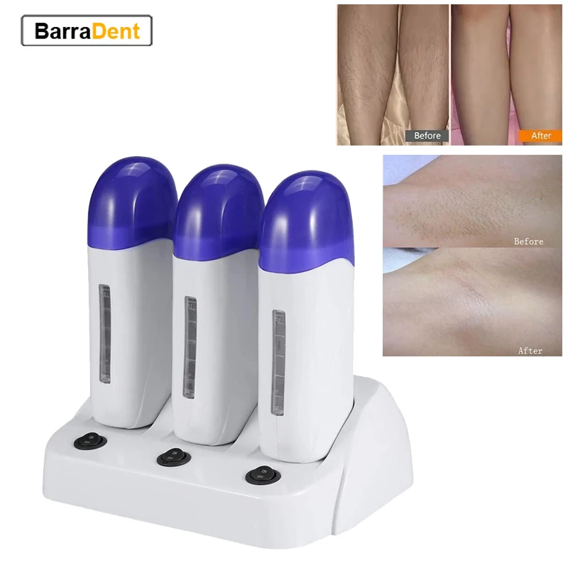 

Triple Epilator Cartridge Wax Depilatory Roller Wax Warmer Heater Waxing Body Painless Hair Removal Machine For Depilation