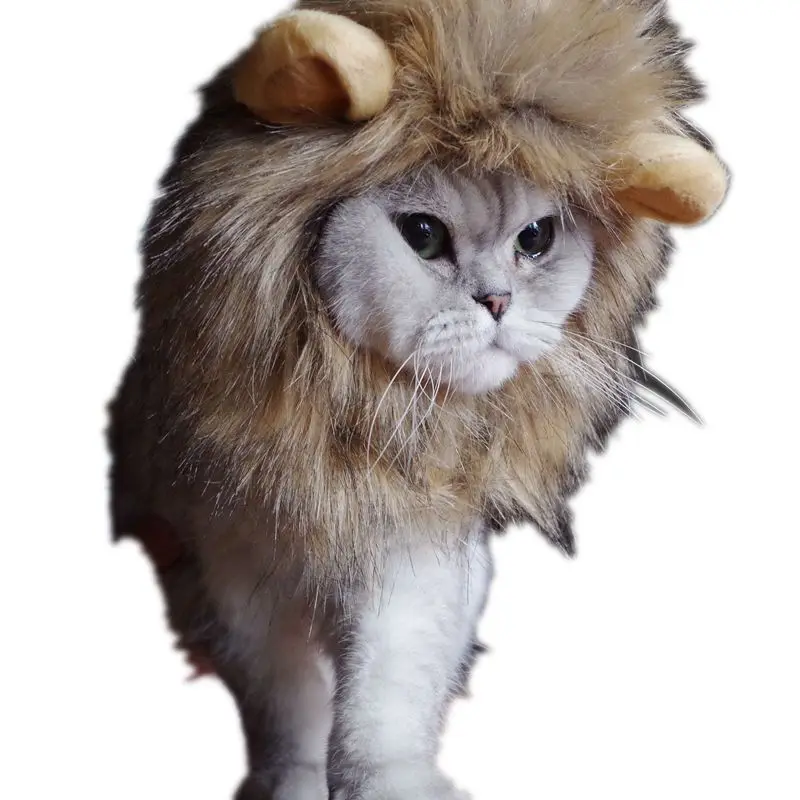 

Funny Pet Small Dog Cat Costume Lion Mane Wig Cap Hat for Cat Dog Halloween Christmas Clothes Fancy Dress with Ears Pet Clothes