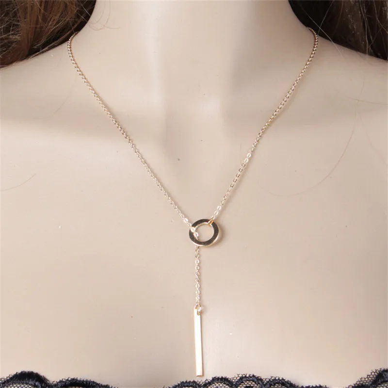 

Новое золотистое/серебристое ожерелье с лариатами минималистское элегантное изящное ожерелье с простым покрытием, ювелирные изделия в сти...