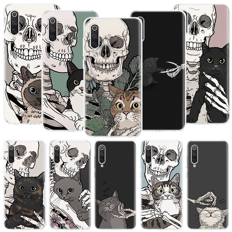 

Skull Cat Skeleton Dog Phone Case For Xiaomi Note 10 Pro M3 M2 6X 5X X3 X2 CC9 Mi 11 Ultra 11i 10T 9 Lite 8 F1 F2 F3 A3 A2 A1
