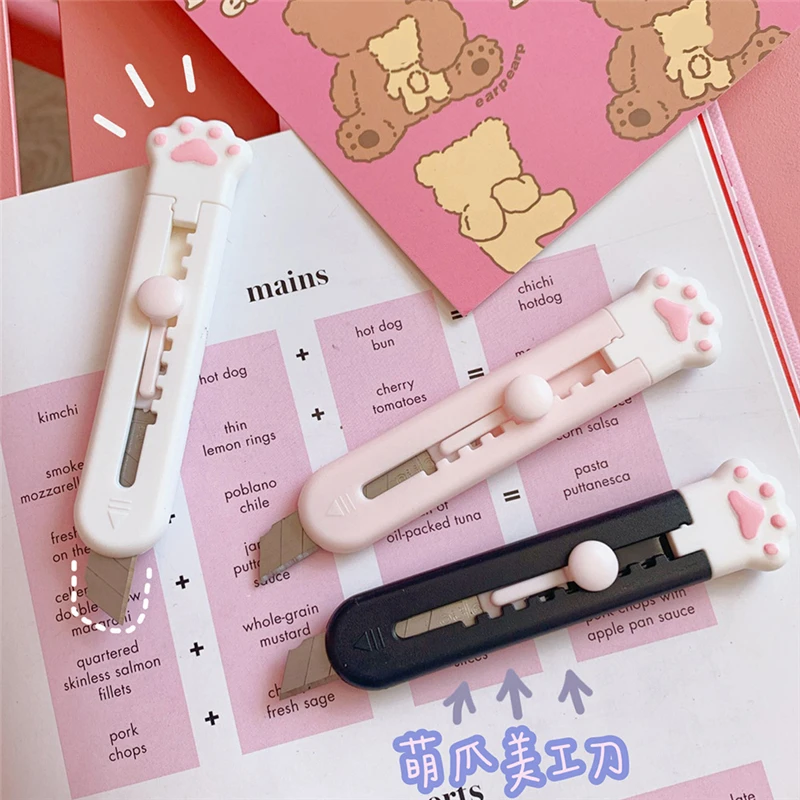 

Cute Girly Pink Cat Paw Alloy Mini Portable Utility Knife Cutter Letter Envelope Opener Mail Knife School Office Supplies