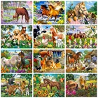 Алмазная живопись сделай сам, 5d мозаика с изображением лошади, животное, украшение для дома, вышивка крестиком, искусство с цветами на ферме