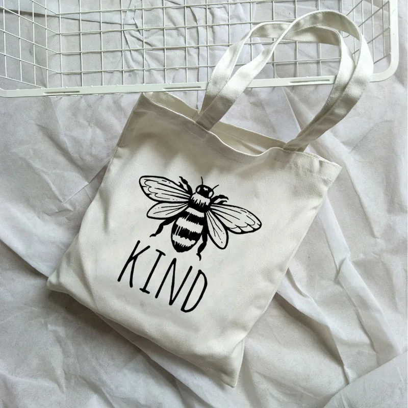Harajuku Be kind Корейская Повседневная Холщовая Сумка Женская Большая вместительная винтажная Harajuku сумка на плечо летняя Ulzzang сумка для книг