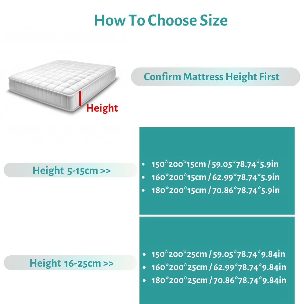 

ADOREHOUSE Bed Cover Gray Breathable Mattress Cover 160x200 Embossed Quilted White King Mattress Protector Depth 5-25cm