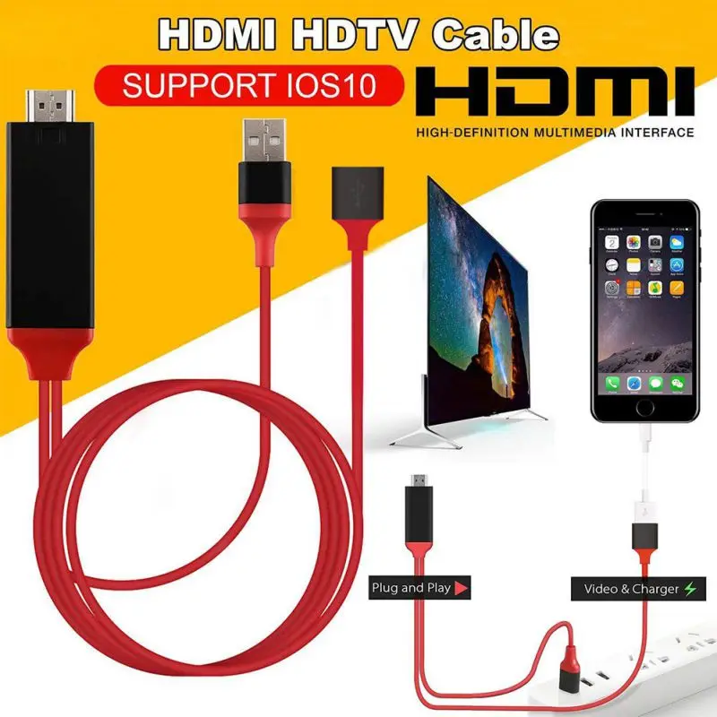 Универсальный USB Женский к hdmi-кабель, адаптер конвертер HDTV видео кабель для samsung iPhone Xiaomi HuaWei1080P
